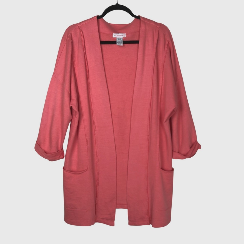 XCVI Womens Cotton Open Front Cardigan Size S Lagenlook Boho Slouchy